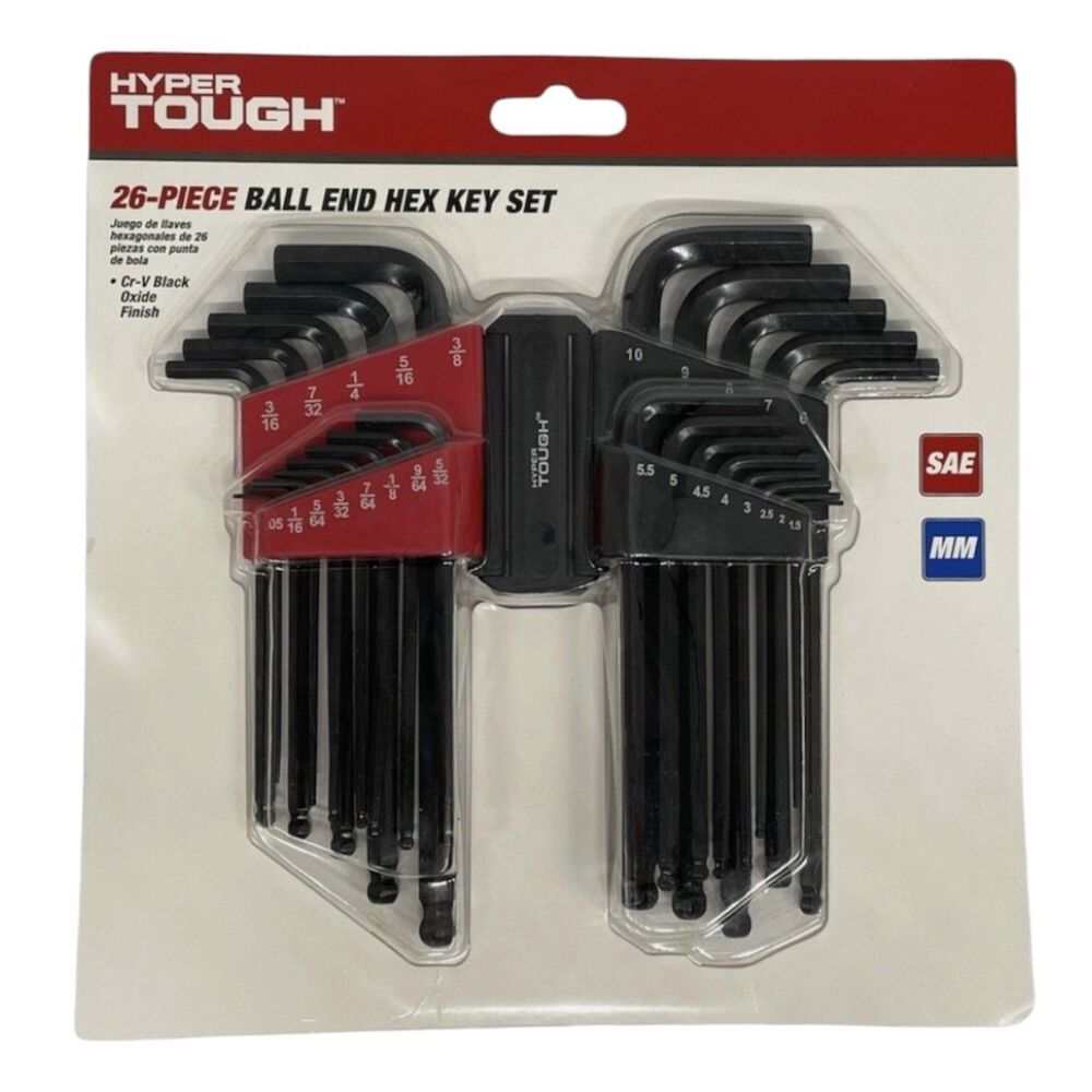 Hyper Tough 26 Pc Ball End Hex Key Set SAE/MM